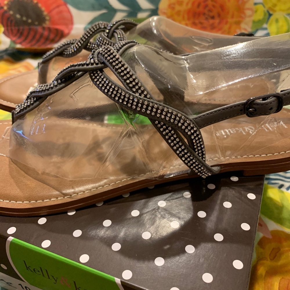 Gray braided slingback Sandals sz 10 - Picture 3 of 10